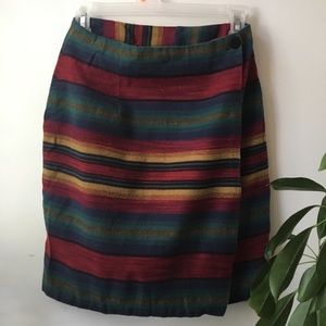 Vintage Woven Striped Midi Skirt